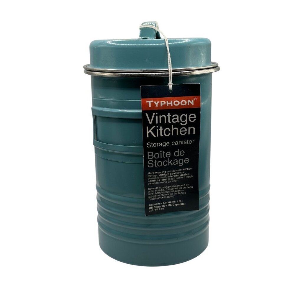 Typhoon Vintage Kitchen Storage Canister 1.6L With Lid Blue Kitchen Pantry